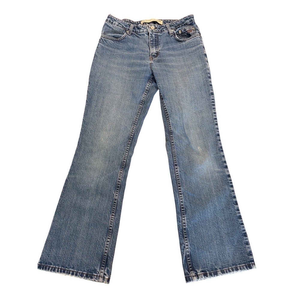 Harley Davidson Bootcut Jeans Womens 8P Petite Med. Wash Biker Motorcycle Y2K